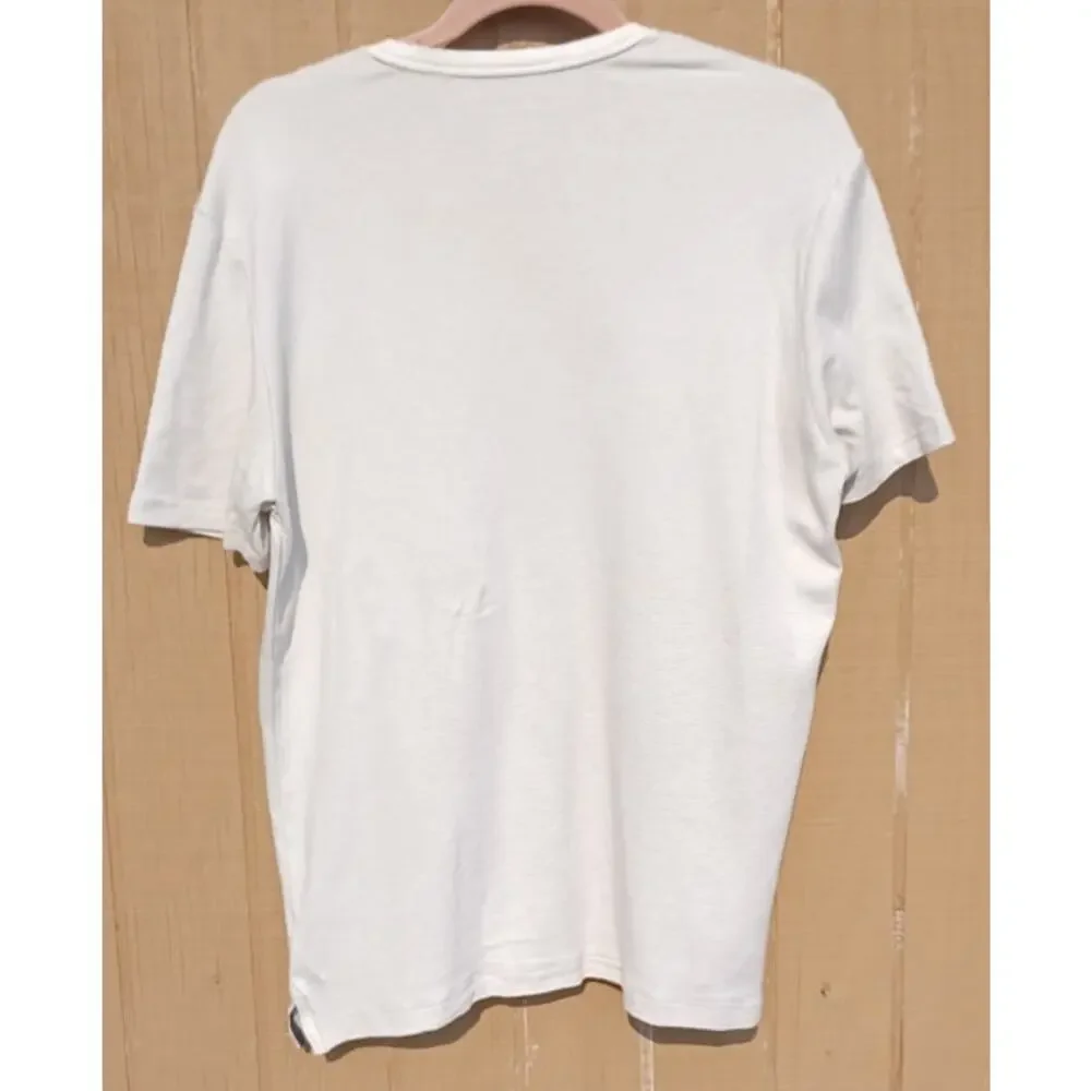 Banana Republic Luxe Touch Performance Tee Men’s L Ivory Taupe Stripe Cotton
